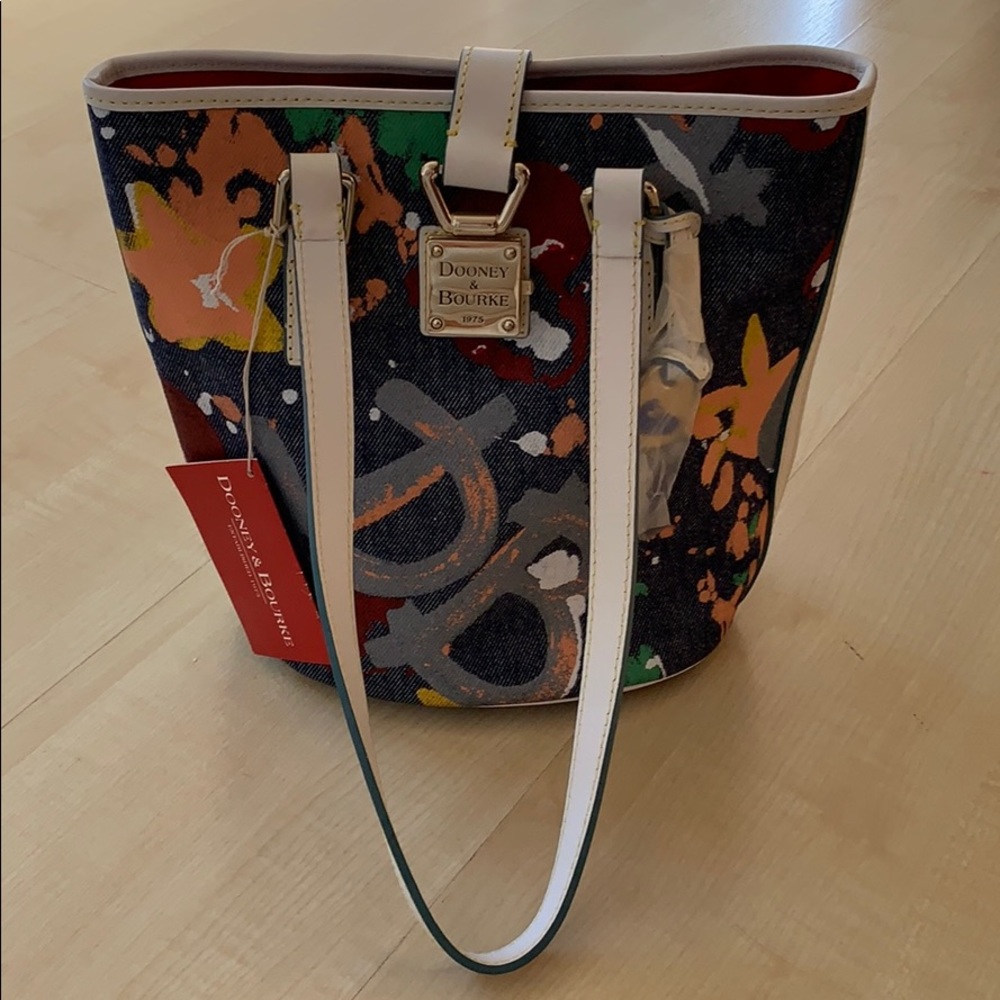 Dooney & Bourke North/South Bucket Denim/White